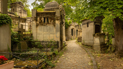 Tombs in the père Lachaise cemetery in Paris in France on June 11th 2025