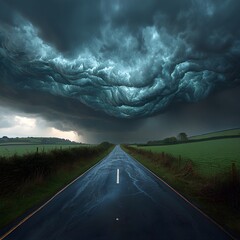 Wet Road at Night