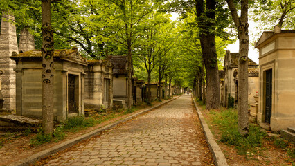Tombs in the père Lachaise cemetery in Paris in France on June 11th 2025