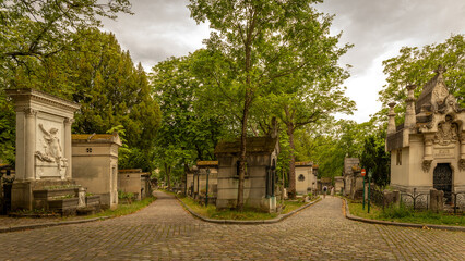Tombs in the père Lachaise cemetery in Paris in France on June 11th 2025
