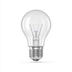 Glass Light Bulb Isolated on White Background with Reflection