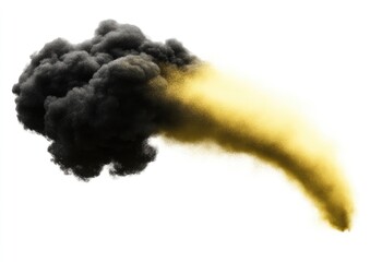 Dark smoke cloud contrasted with a bright yellow plume
