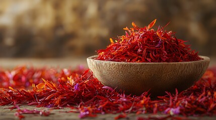 "Rustic Wooden Bowl with Fresh Red Sasa"