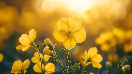 "Golden Bloom in Field of Yellow Flowers"