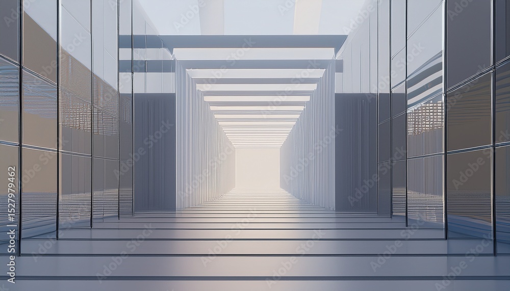 Poster abstract minimal architecture background geometric architectural with chrome or glass design