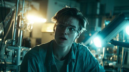 Man in laboratory conducting scientific research and experiments with advanced equipment and tools