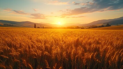 "Golden Wheat Field at Sunset"