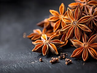 Star Anise on Black Surface