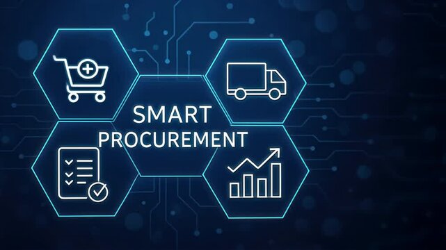 Futuristic digital dashboard showing procurement management data, monitoring supply chain flow, procurement management, supply chain, procure protect