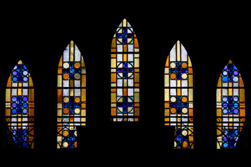 Saint-Etienne du Pont Neuf church. Stained glass. Annecy. France.