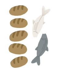  The multiplication of the loaves and fishes. Christian Jesus Poster, Religion Art, Wall decor