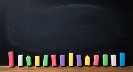 Colorful Chalk Row on Blackboard with Copy Space