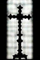 Pontigny Abbey church. Silhouette of a Christian cross. Symbol of Christianity. Pontigny. France.
