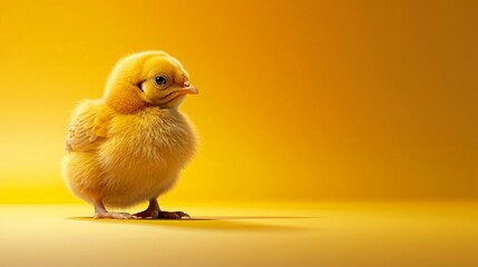 Yellow Chick on Yellow Background