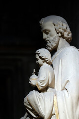 Auxerre cathedral. Saint Joseph with the infant Jesus. Auxerre. France.