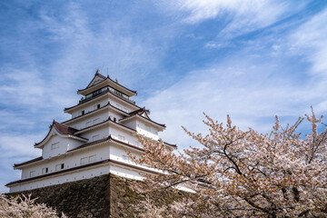 春の鶴ヶ城（会津若松城） 天守閣　福島県会津若松市