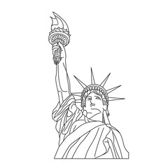 Statue of Liberty half body with style lines, National symbol of America New York