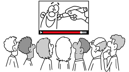 a group people watching video