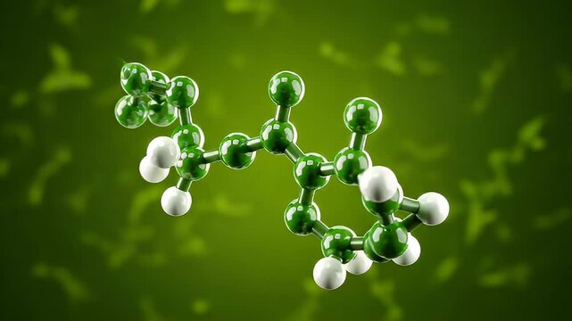 Detailed Molecular Structure in Green and White on Gradient Green Background Shows Science and Research for Adobe Stock