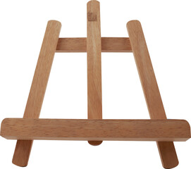 Wooden stand for photos and books on transparent background