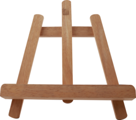 Wooden stand for photos and books on transparent background