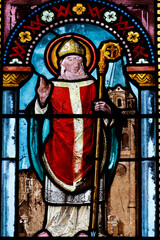 Obraz premium Saint Pierre church. Stained glass. Saint Germain. Toucy. France.