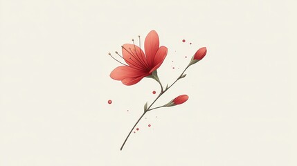Delicate Blossom with Buds in Soft Negative Space Design