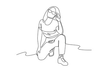 Continuous one line drawing of the lifestyle of a beautiful model woman. Rest, holiday, human life, relaxation, comfort, lifestyle. Single line design vector graphic illustration