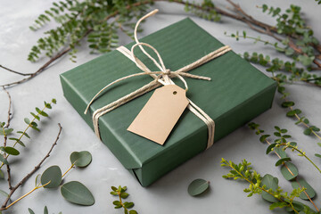 Elegant Green Gift Surrounded By Natural Greenery