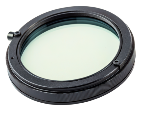 Circular filter lens for enhancing photography clarity and detail on a transparent background