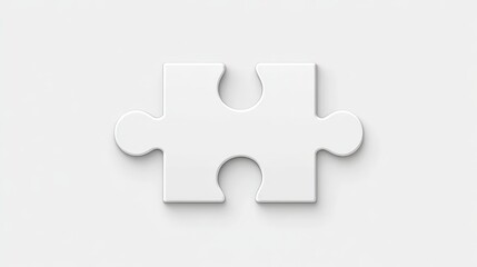 Perfectly Fitting White Puzzle Piece in a Gap on a Clean Background