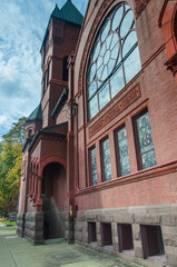 first methodist church corning new york with vibrant autumn colors