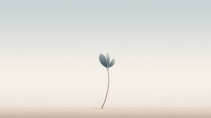 Single Seed Sprouting in Negative Space with Soft Minimalist Background