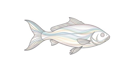 Fototapeta premium Pastel Swirl Fish Illustration Artistic Line Art Design