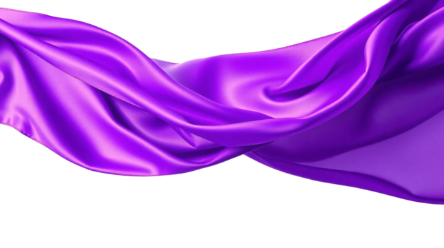 Purple silk cloth flying isolated on transparent background