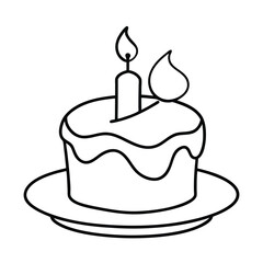  one line vector of a cake with candle.eps
