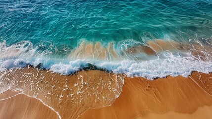Obraz premium Aerial View of Waves on Sandy Beach