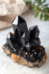 Spectacular Dark Smoky Quartz Crystal Cluster Specimen