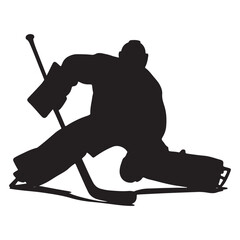 A hockey player's silhouette isolated on white graphic design 
