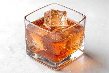Refreshing Drink With Ice Cubes in a Glass