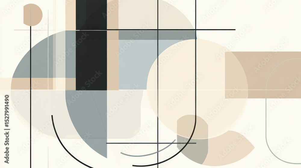 Aufkleber abstract geometric shapes in soft colors create a modern artistic composition.