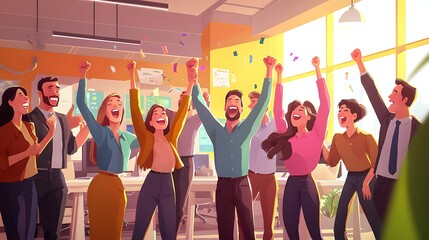 Joyful group of people celebrating together with cheers and smiles in a festive atmosphere