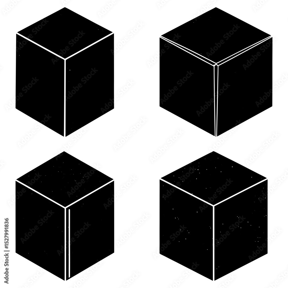 Aufkleber isometric black cubes with white outlines arranged in a square pattern on a white background image
