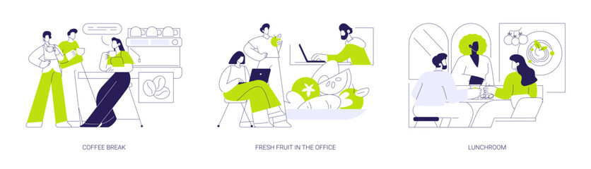 Food in the office isolated cartoon vector illustrations se