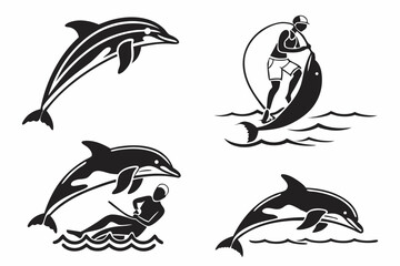 Naklejka premium set of dolphins