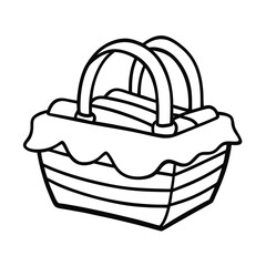 continuous line of a picnic basket with napkins.eps
