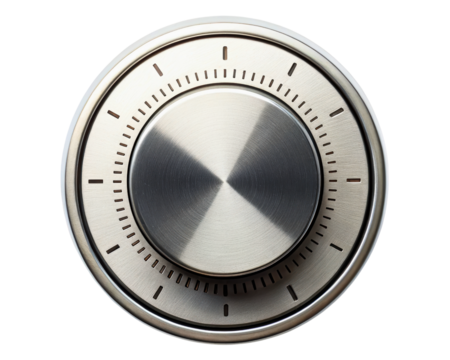 Precision-engineered stainless steel dial for accurate temperature adjustments on a transparent background