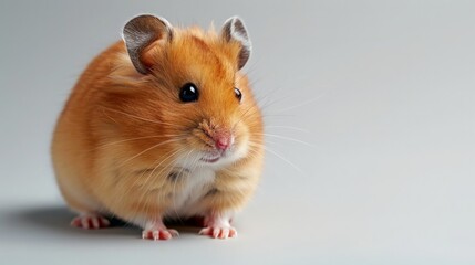 Golden Hamster on Gray Background