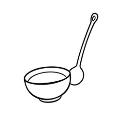 line art of a soup ladle hanging.eps