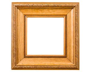 Fototapeta premium Classic wooden picture frame with intricate detailing for décor on a transparent background
